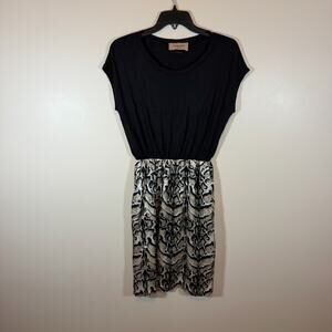 Loyd/Ford Palm Springs Black Snake Print Silk Skirt Dress Womens 4 Knee Length